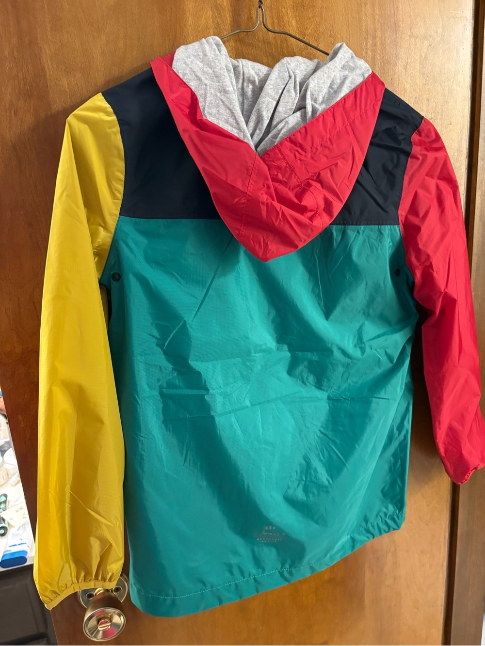 Joules Kids Colorblock Rain Jacket - Teal, Black, Red, Yellow - Picture 5 of 5
